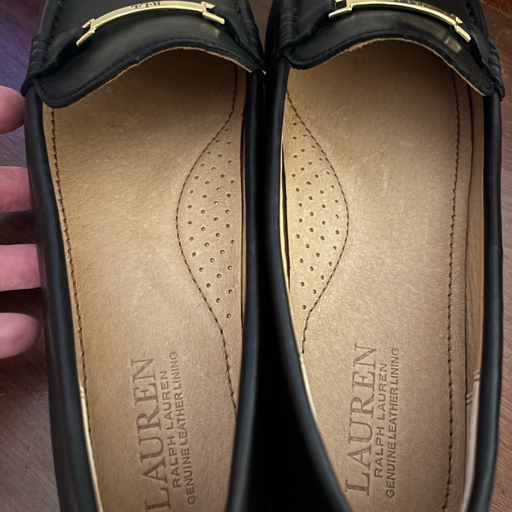 NWOB Ralph Lauren Black Leather Loafers for Women - Picture 7 of 11